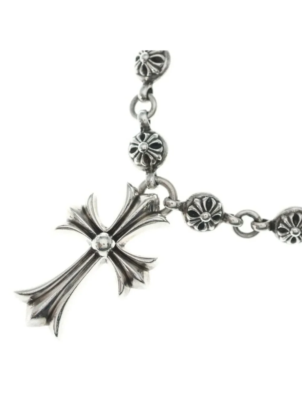 Chrome Hearts 1 Crsbl Chn Sml CH Crs Cross Ball Chain Small CH Necklace Silver